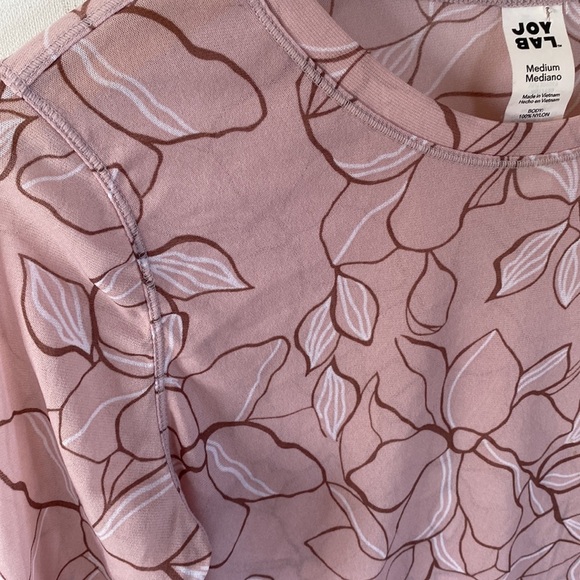 JoyLab mesh long sleeve floral top, Color: Rose Taupe Pink athletic top, Size M - Picture 3 of 8